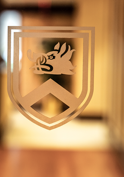 Photo of Silvercrest logo emblazoned on a glass door.