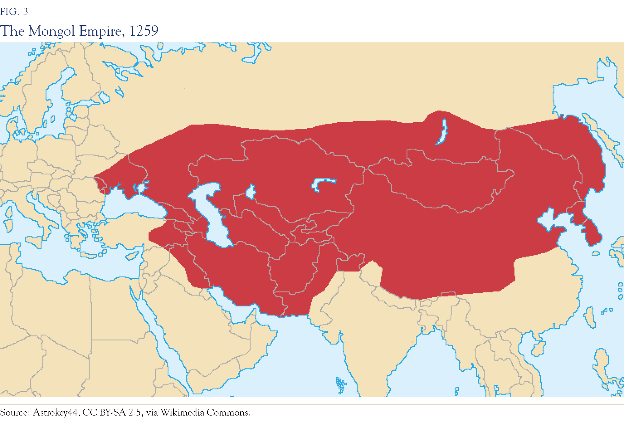 map of the the mongol empire, 1259