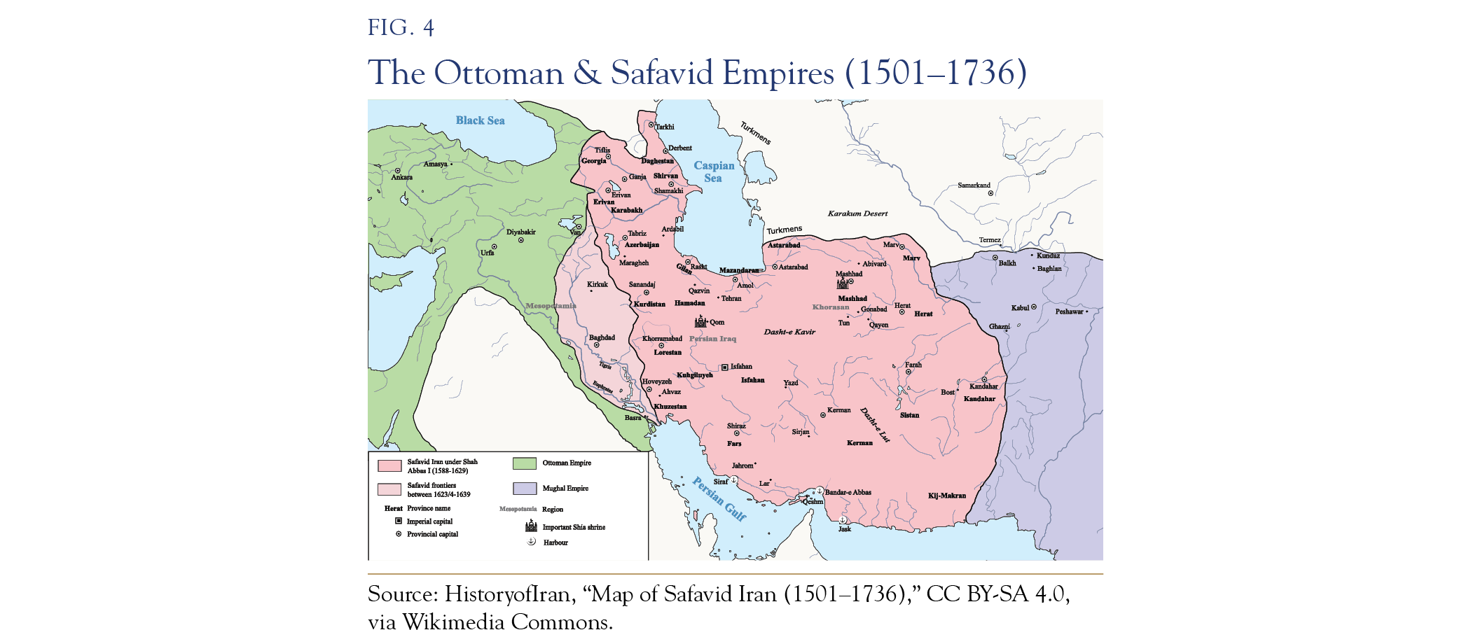 map of the ottoman & safavid empires 1501-1736