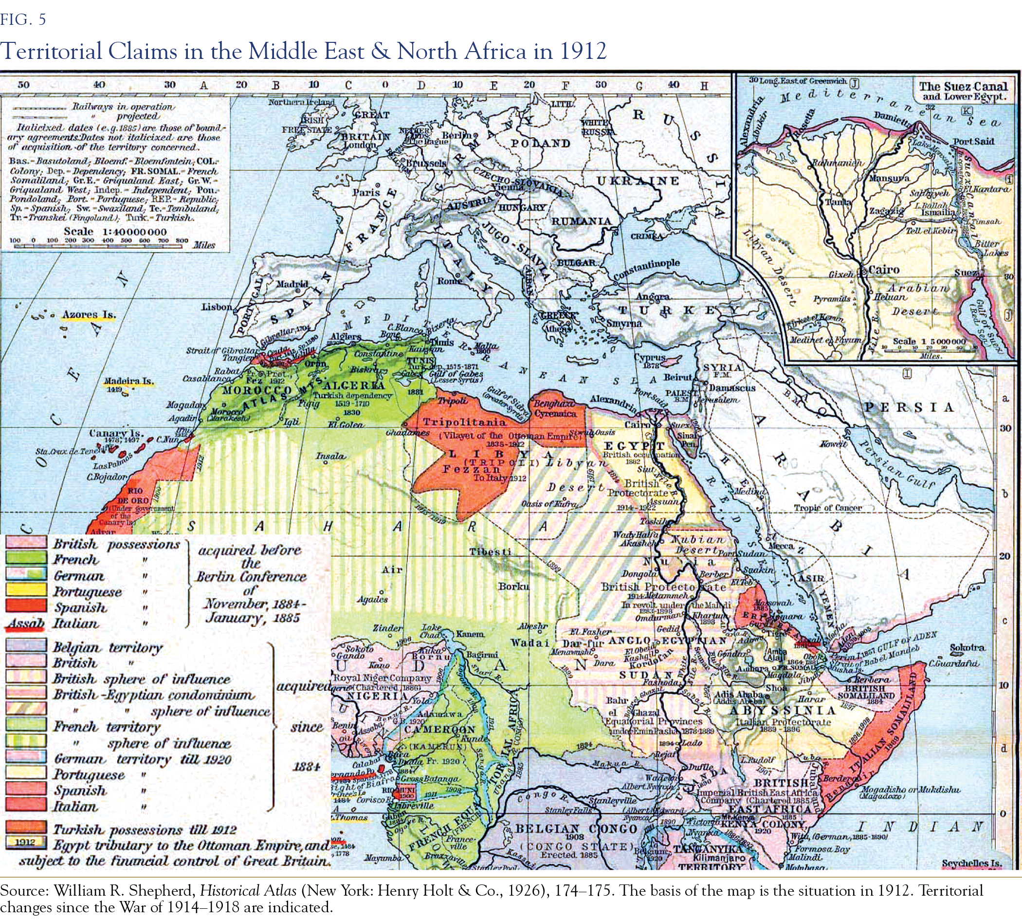 map of the territorial claims int he middle east & north africa in 1912