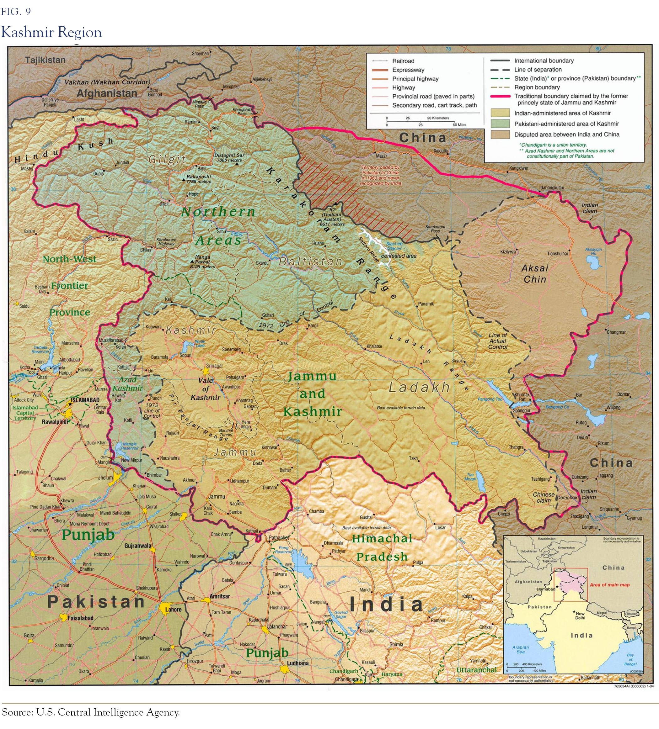 map of the kashmir region